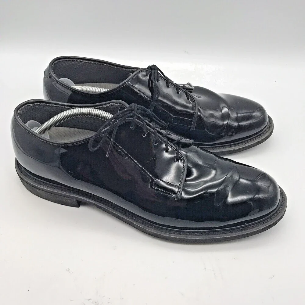 Bates Black High Gloss Vibrum Sole Derby Shoes Mens 12D Police Security Military